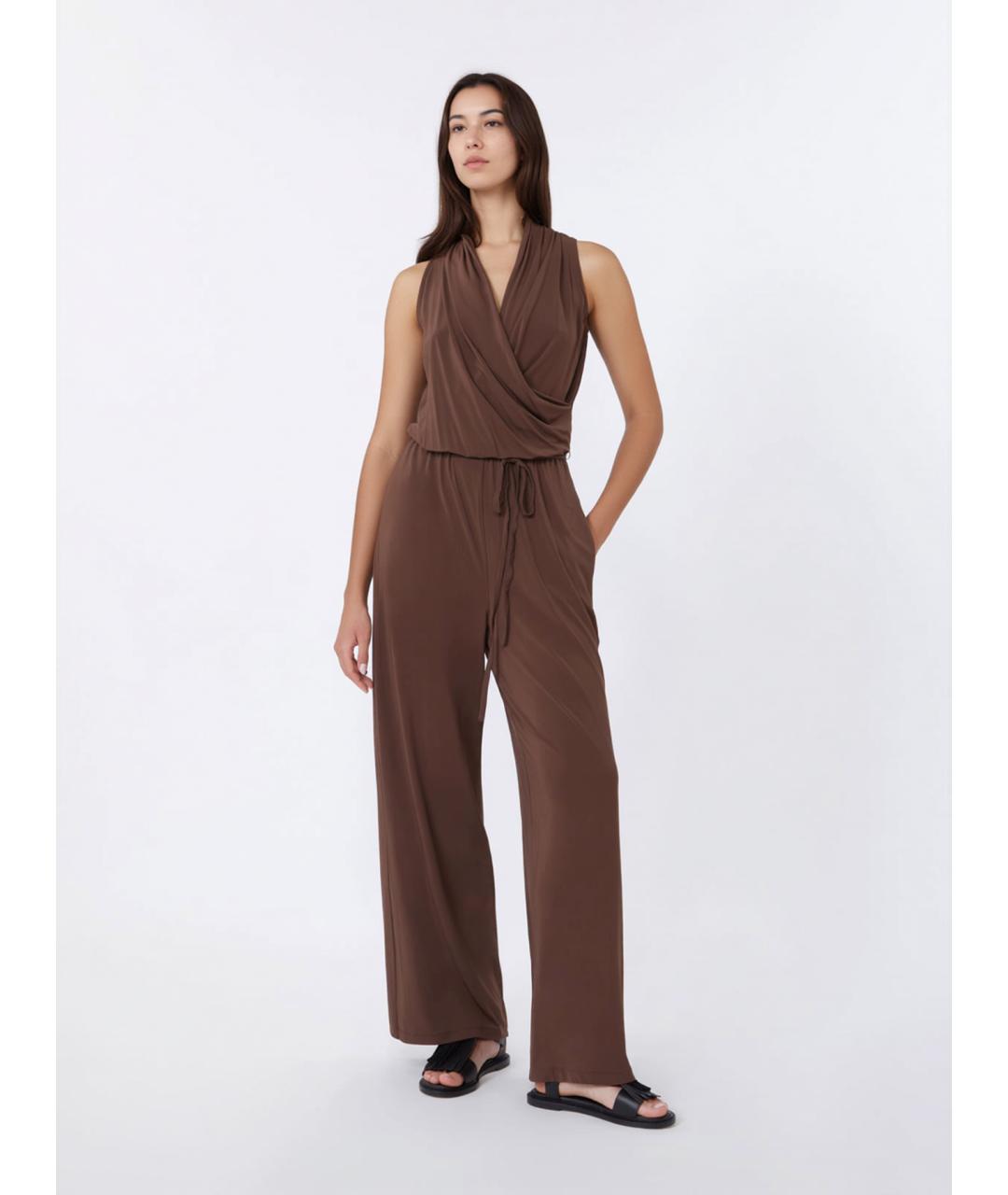 WEEKEND MAX MARA Коричневый вискозный комбинезон, фото 2