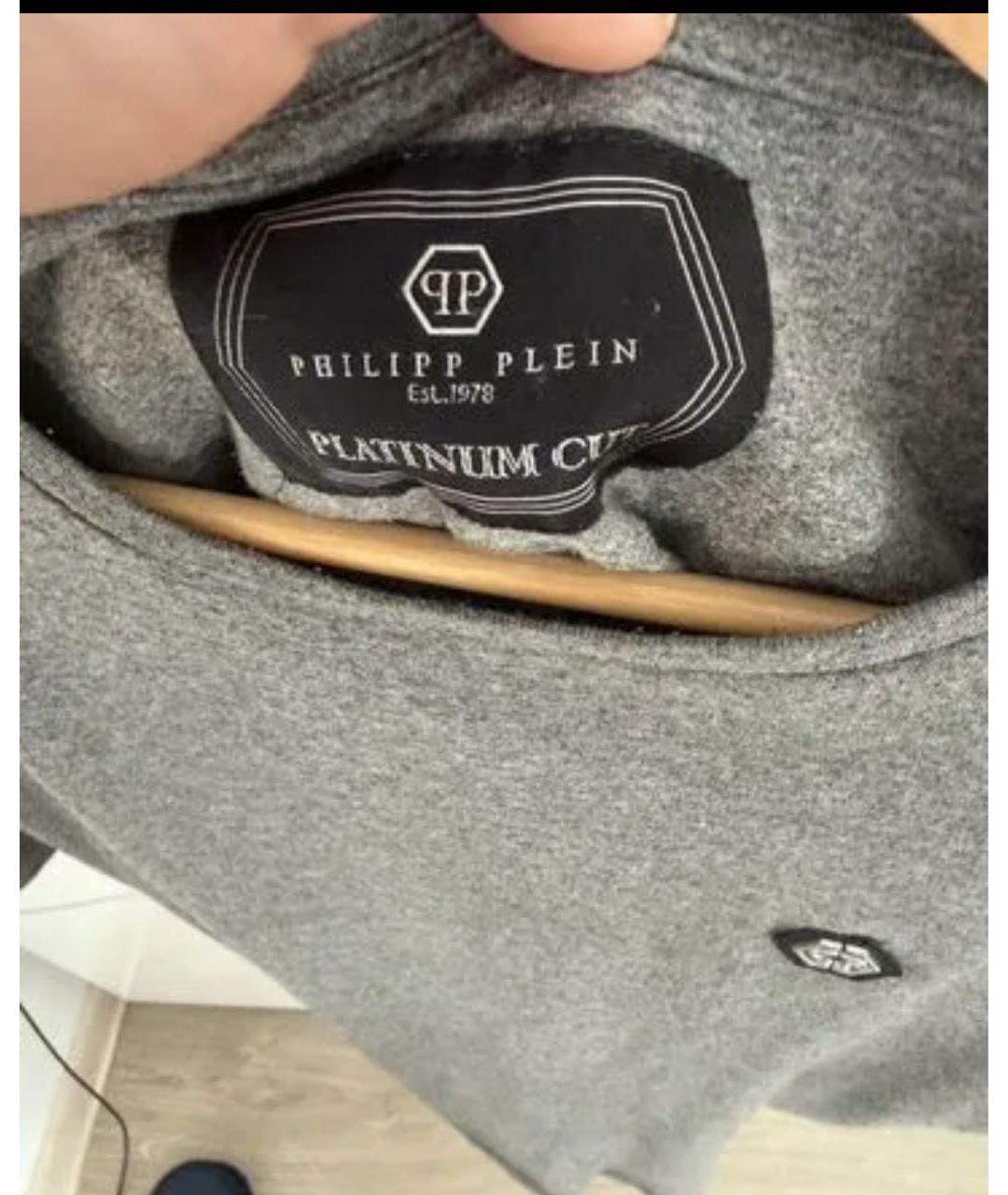 PHILIPP PLEIN Серая хлопковая футболка, фото 3