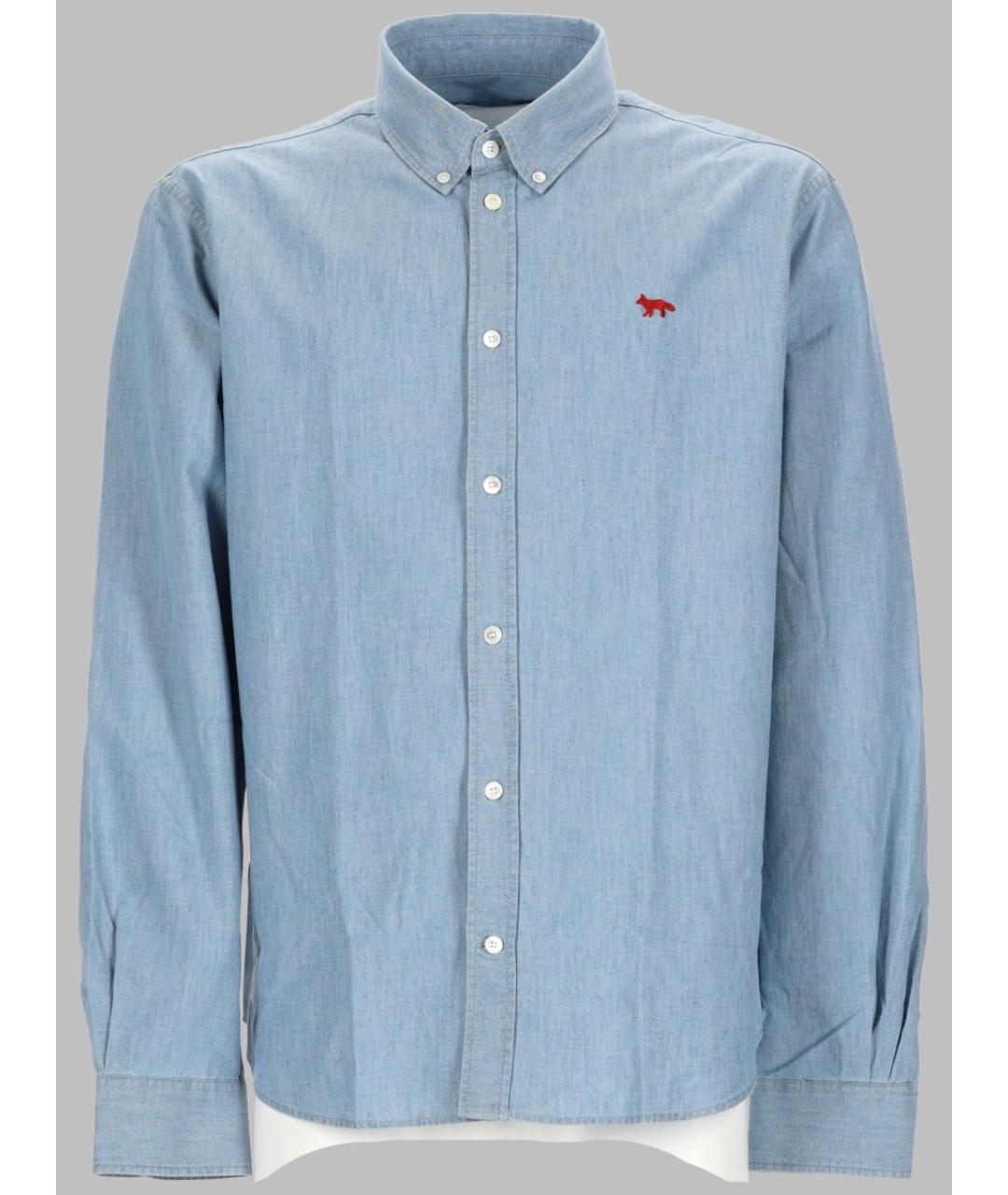 MAISON KITSUNE Голубая хлопковая кэжуал рубашка, фото 3