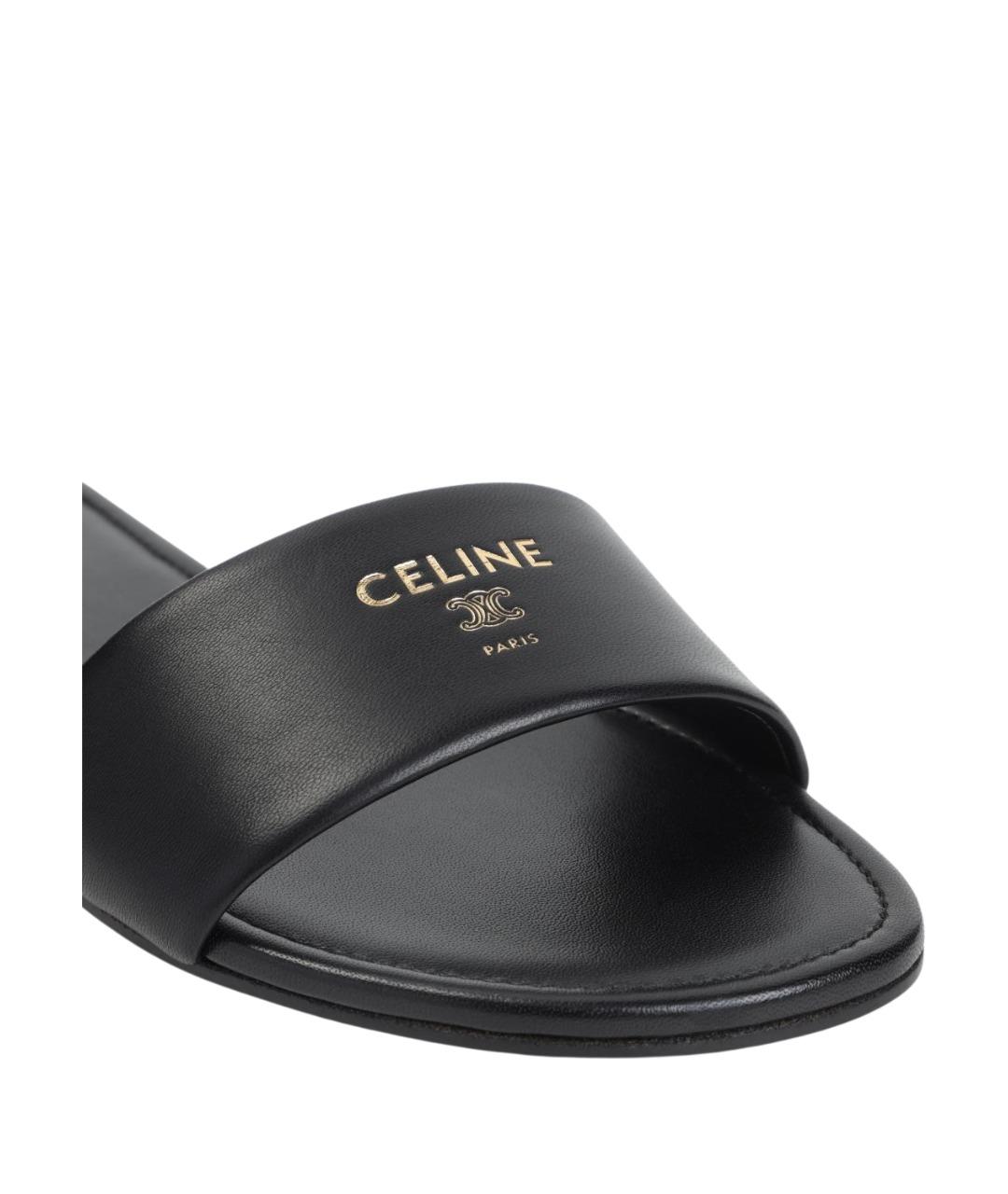 CELINE Черные кожаные сандалии, фото 3