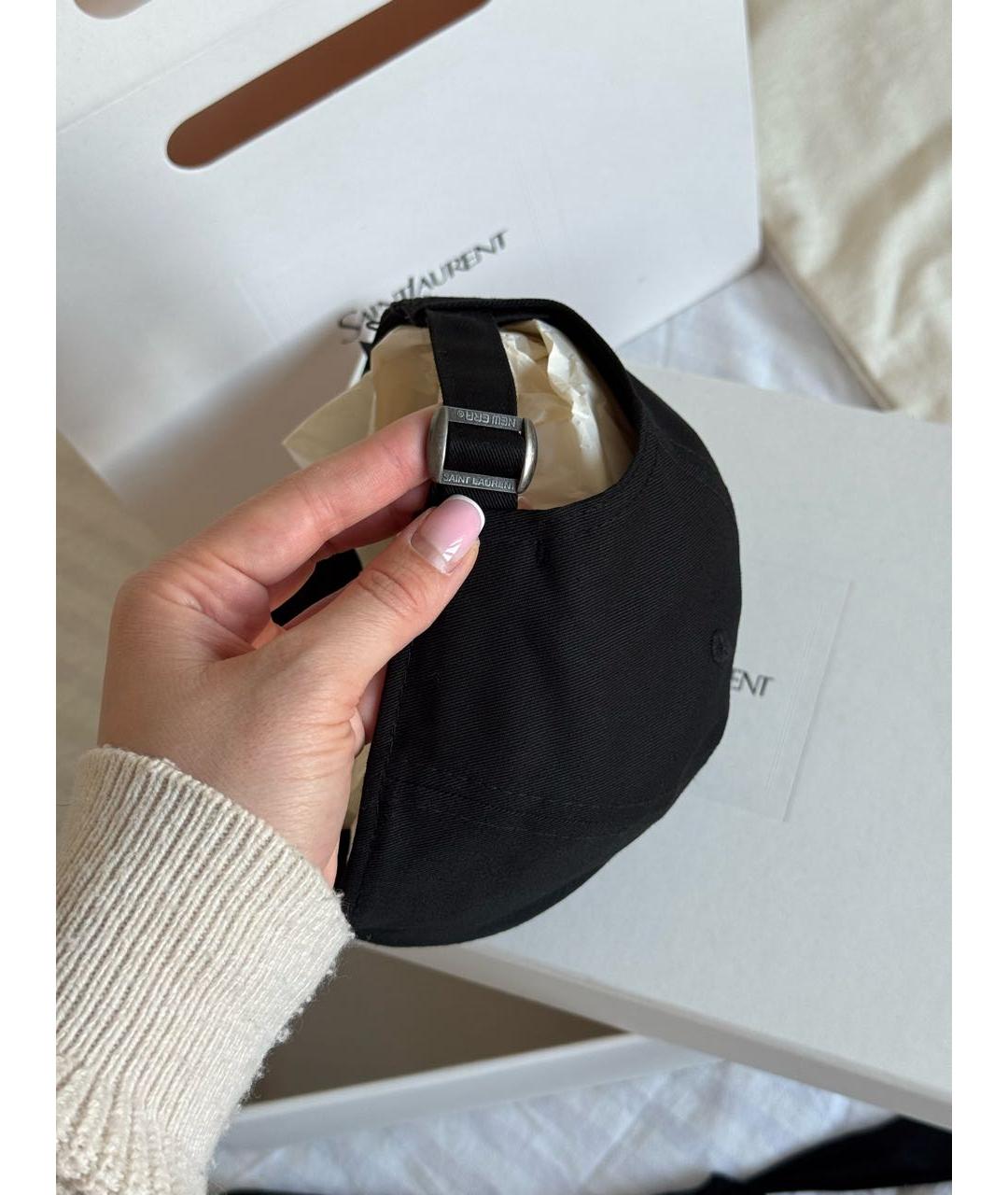 SAINT LAURENT Черная хлопковая кепка, фото 5