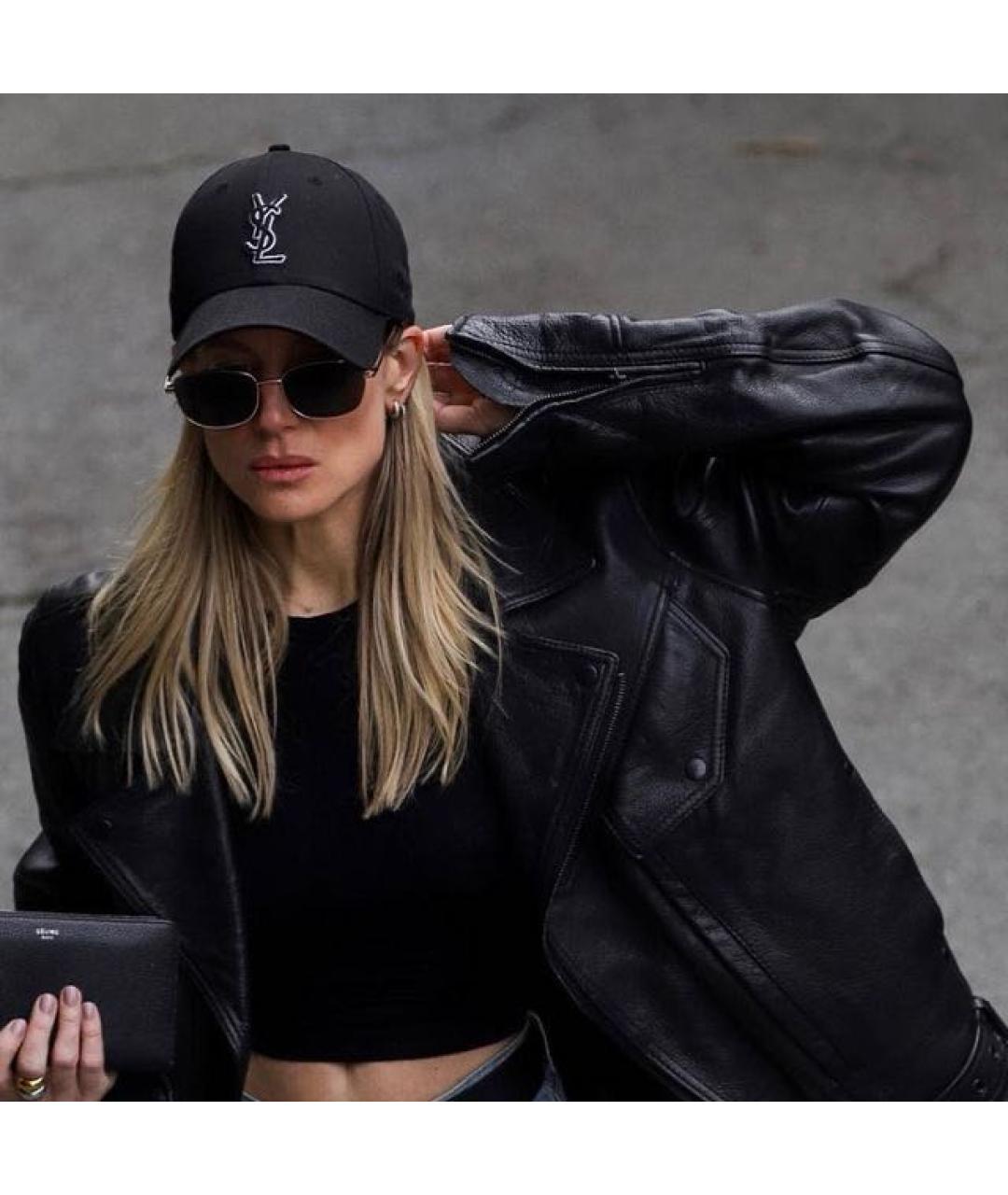 SAINT LAURENT Черная хлопковая кепка, фото 6