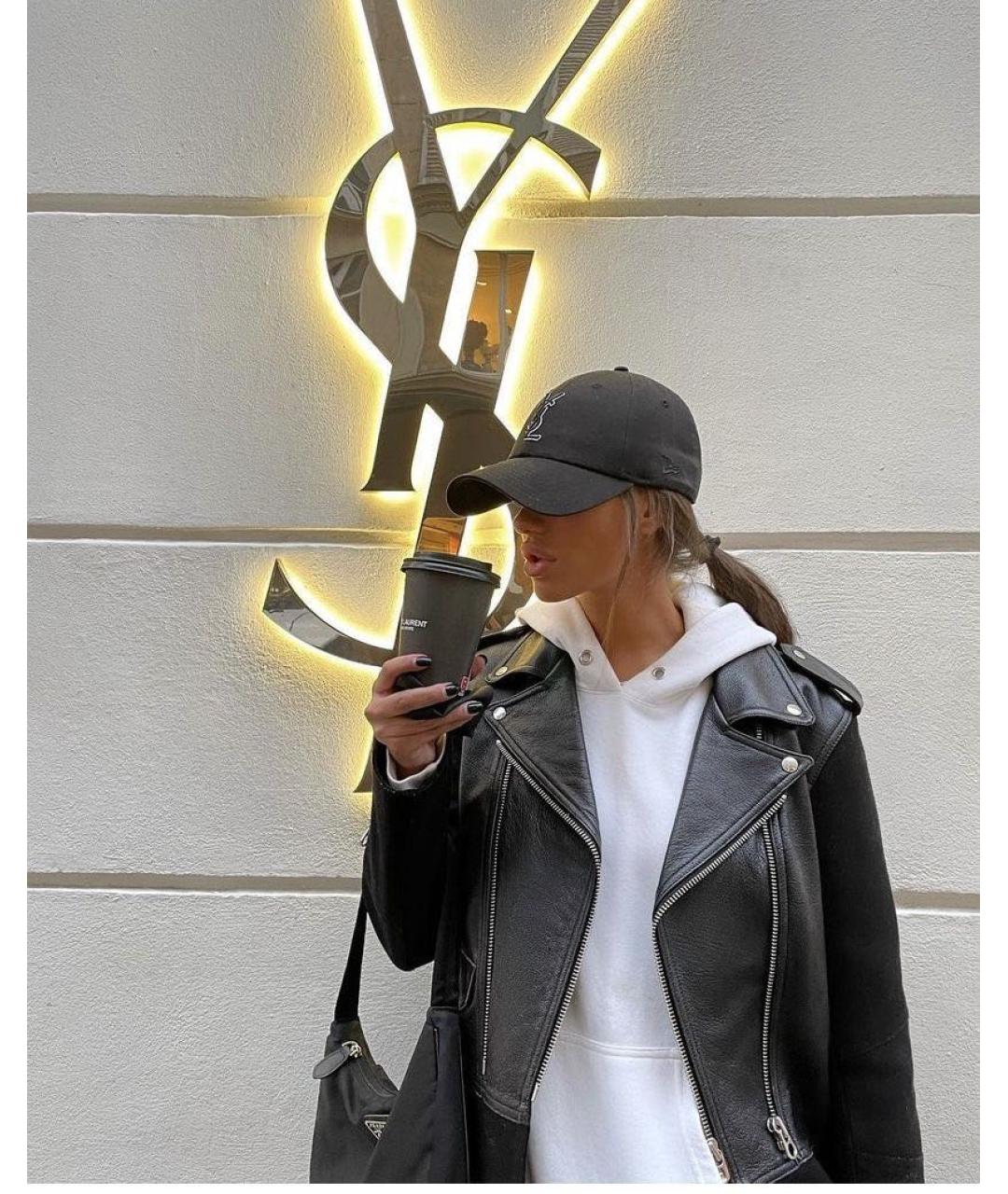 SAINT LAURENT Черная хлопковая кепка, фото 8