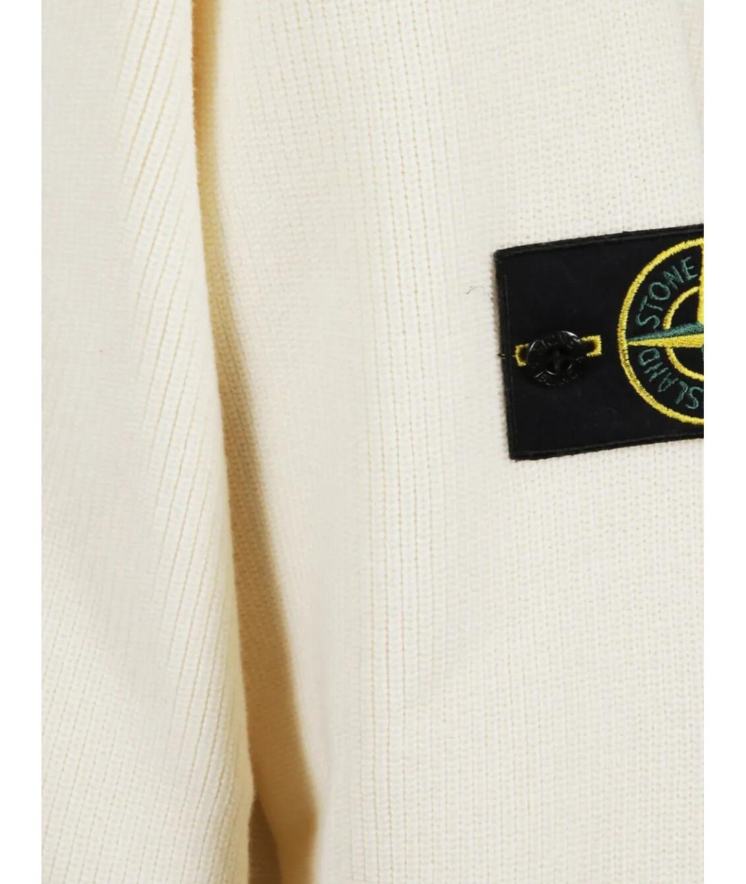STONE ISLAND Белый хлопковый кардиган, фото 3
