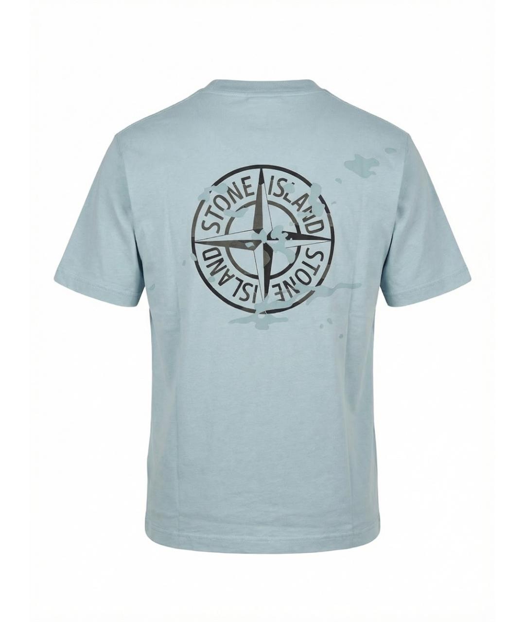 STONE ISLAND Синяя хлопковая футболка, фото 2