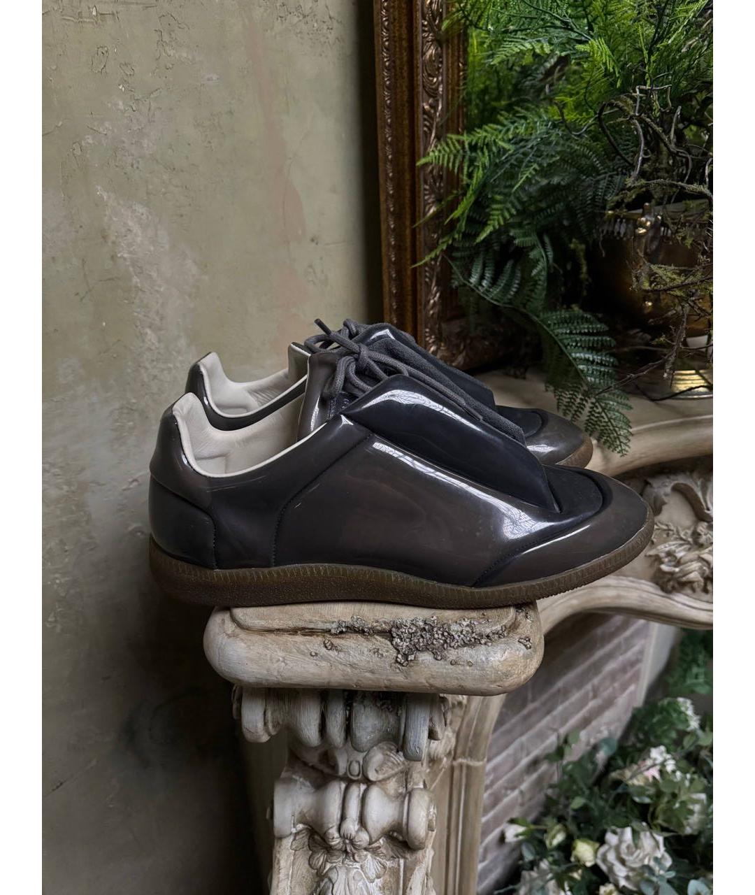 MAISON MARGIELA Антрацитовые резиновые низкие кроссовки / кеды, фото 5