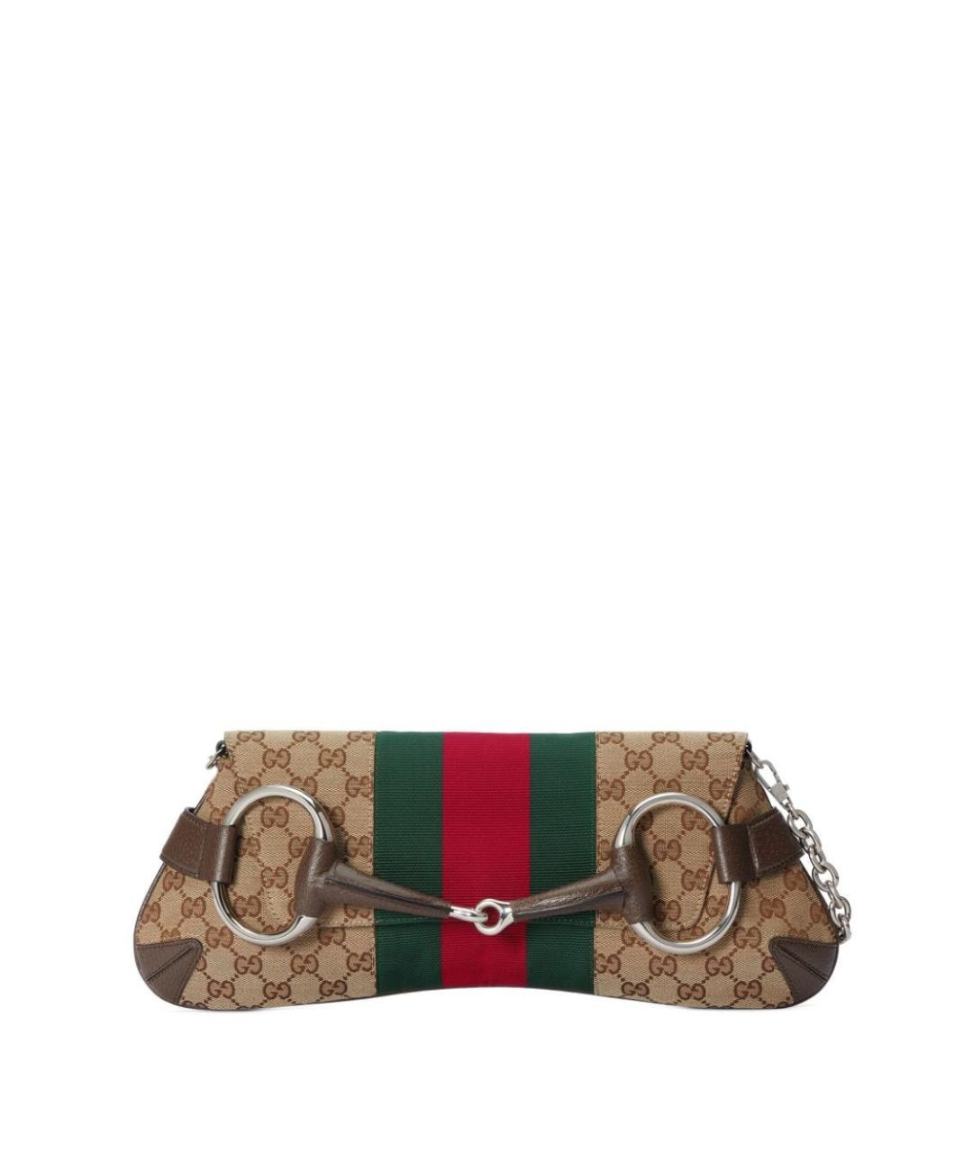 GUCCI Бежевая жаккардовая сумка через плечо, фото 1