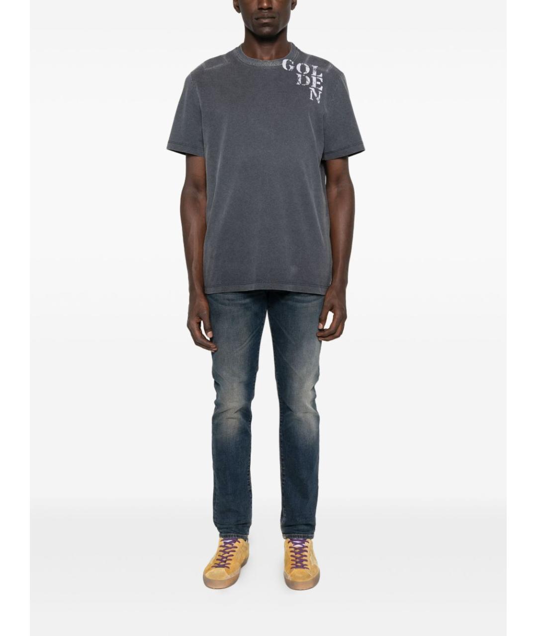 GOLDEN GOOSE DELUXE BRAND Синяя хлопковая футболка, фото 3