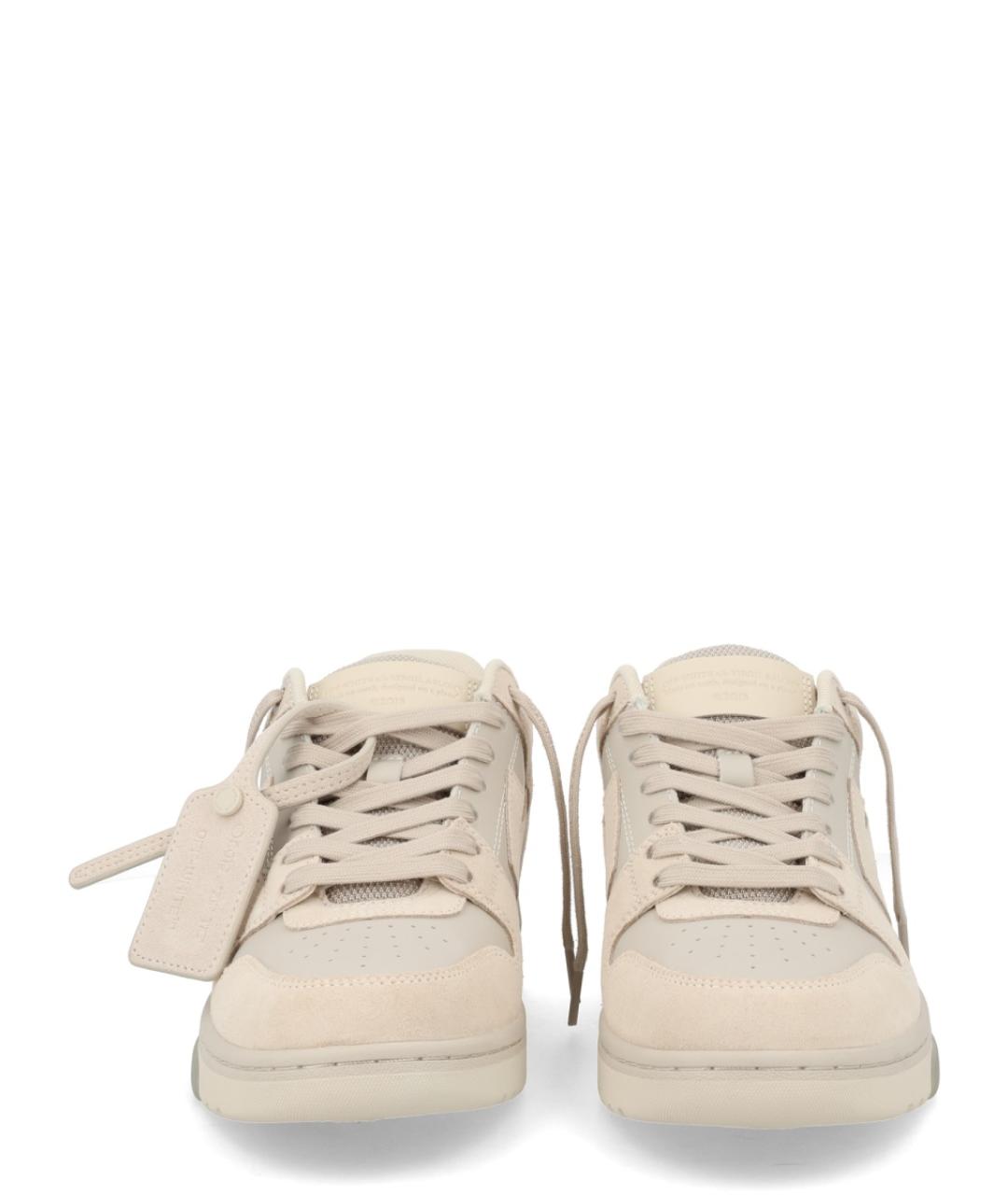 OFF-WHITE Бежевые кожаные кроссовки, фото 3
