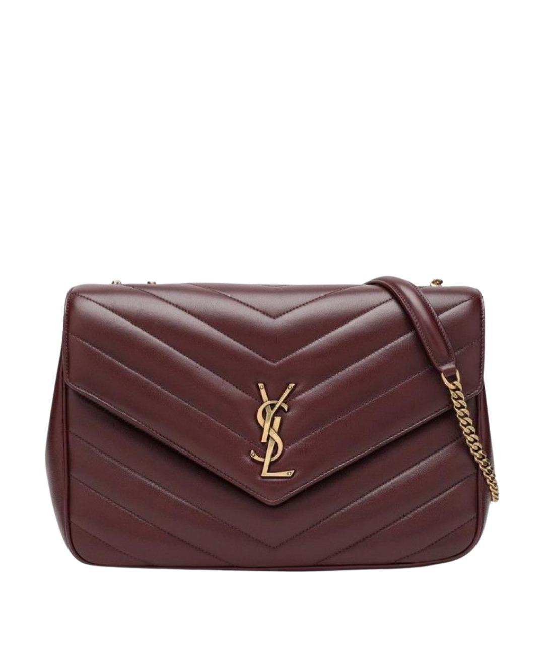 SAINT LAURENT Бордовая кожаная сумка через плечо, фото 1