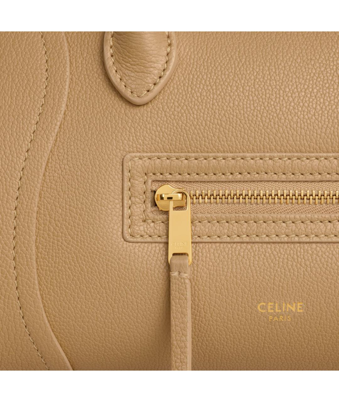 CELINE Бежевая кожаная сумка тоут, фото 5