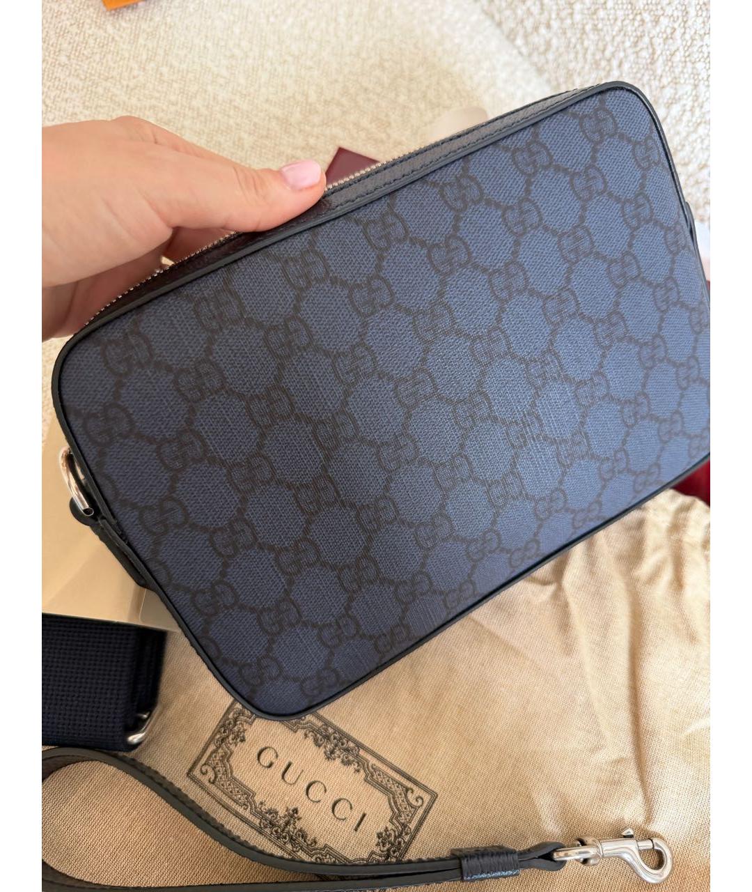 GUCCI Темно-синяя барсетка, фото 3