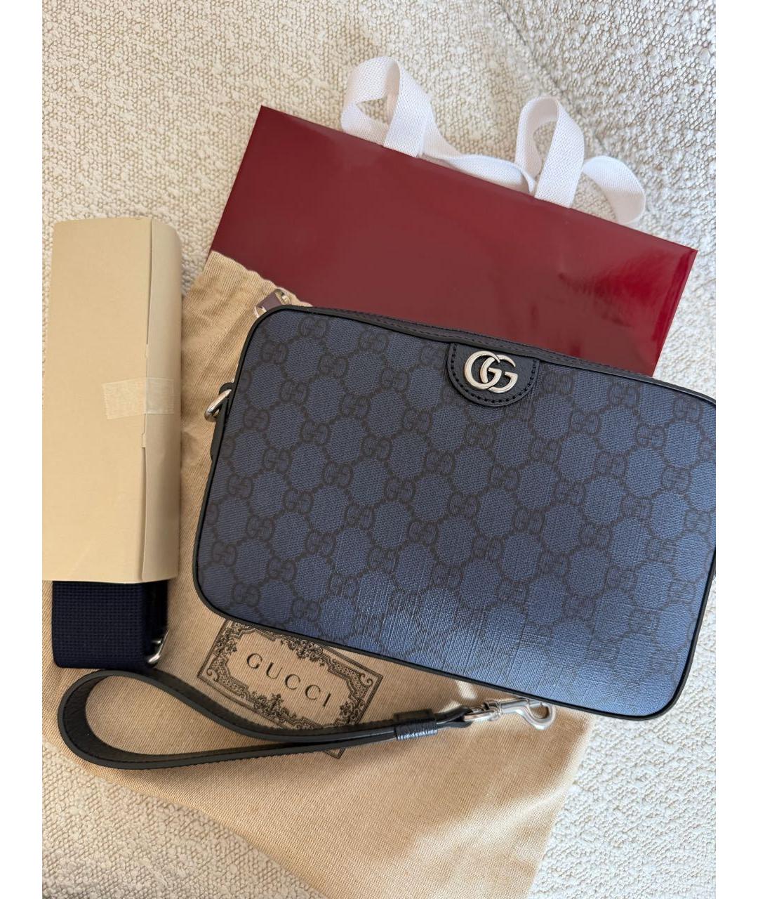 GUCCI Темно-синяя барсетка, фото 2