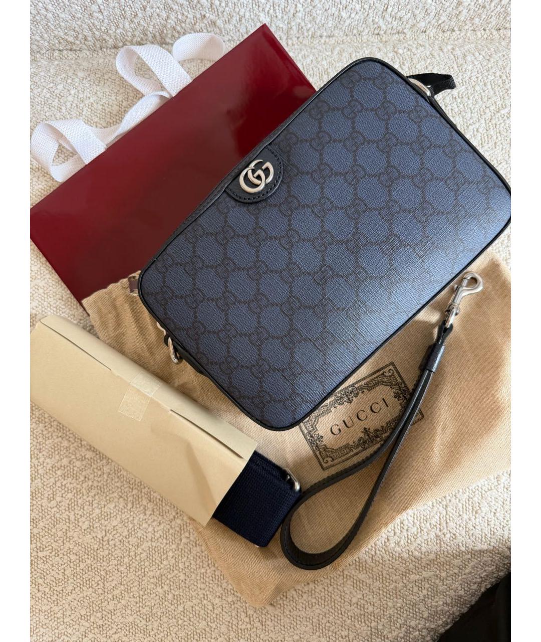 GUCCI Темно-синяя барсетка, фото 4