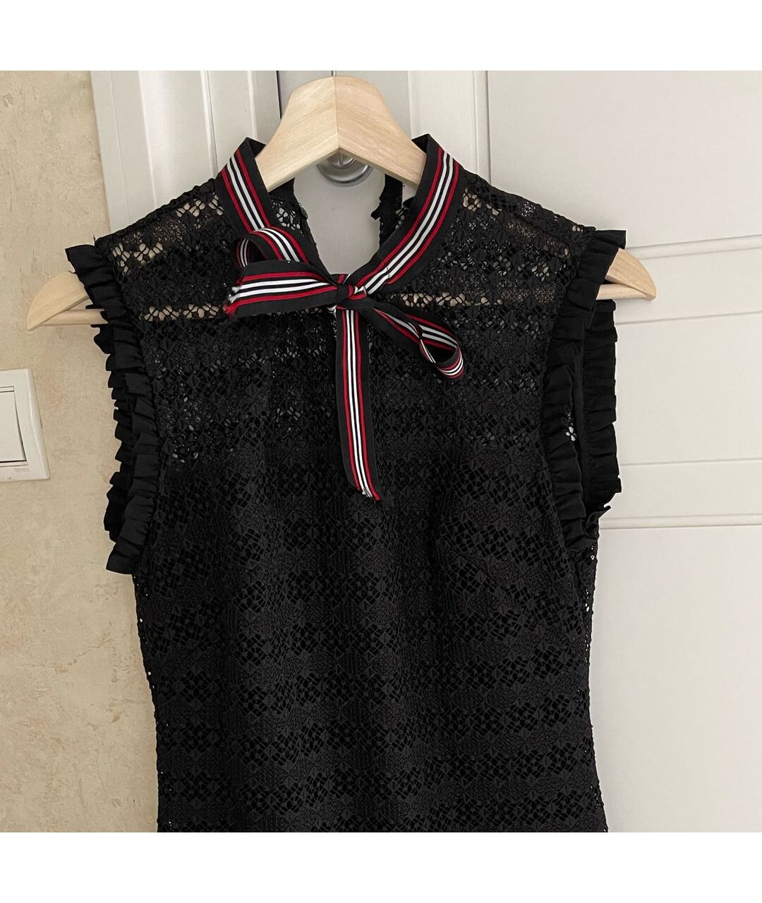 SANDRO Черное кружевное повседневное платье, фото 4