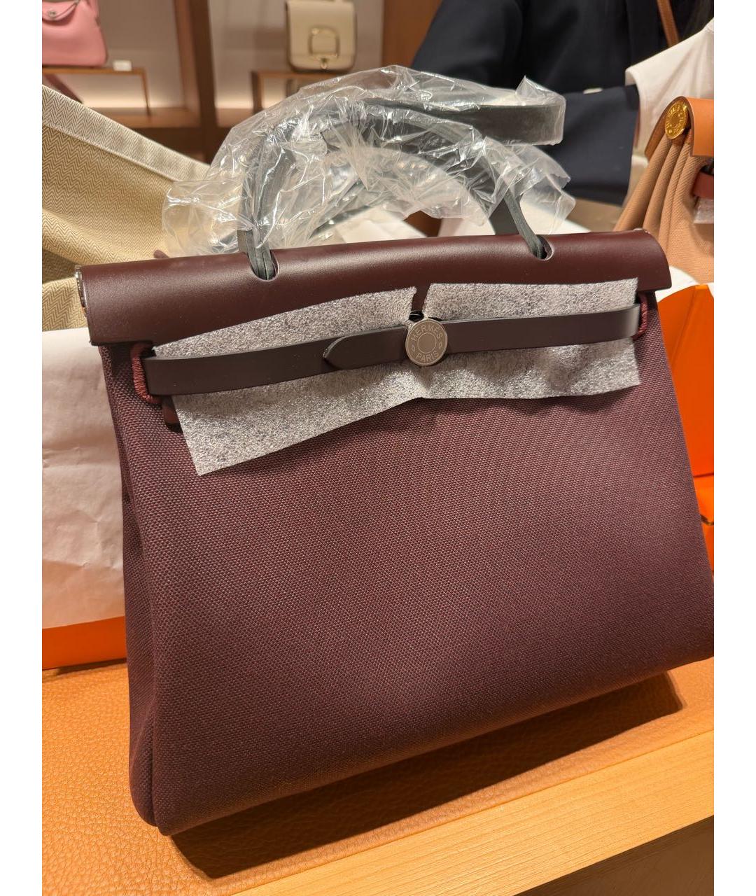 HERMES Бордовая тканевая сумка через плечо, фото 2