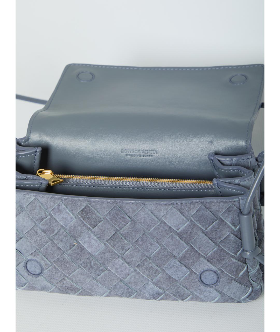 BOTTEGA VENETA Голубая замшевая сумка через плечо, фото 4