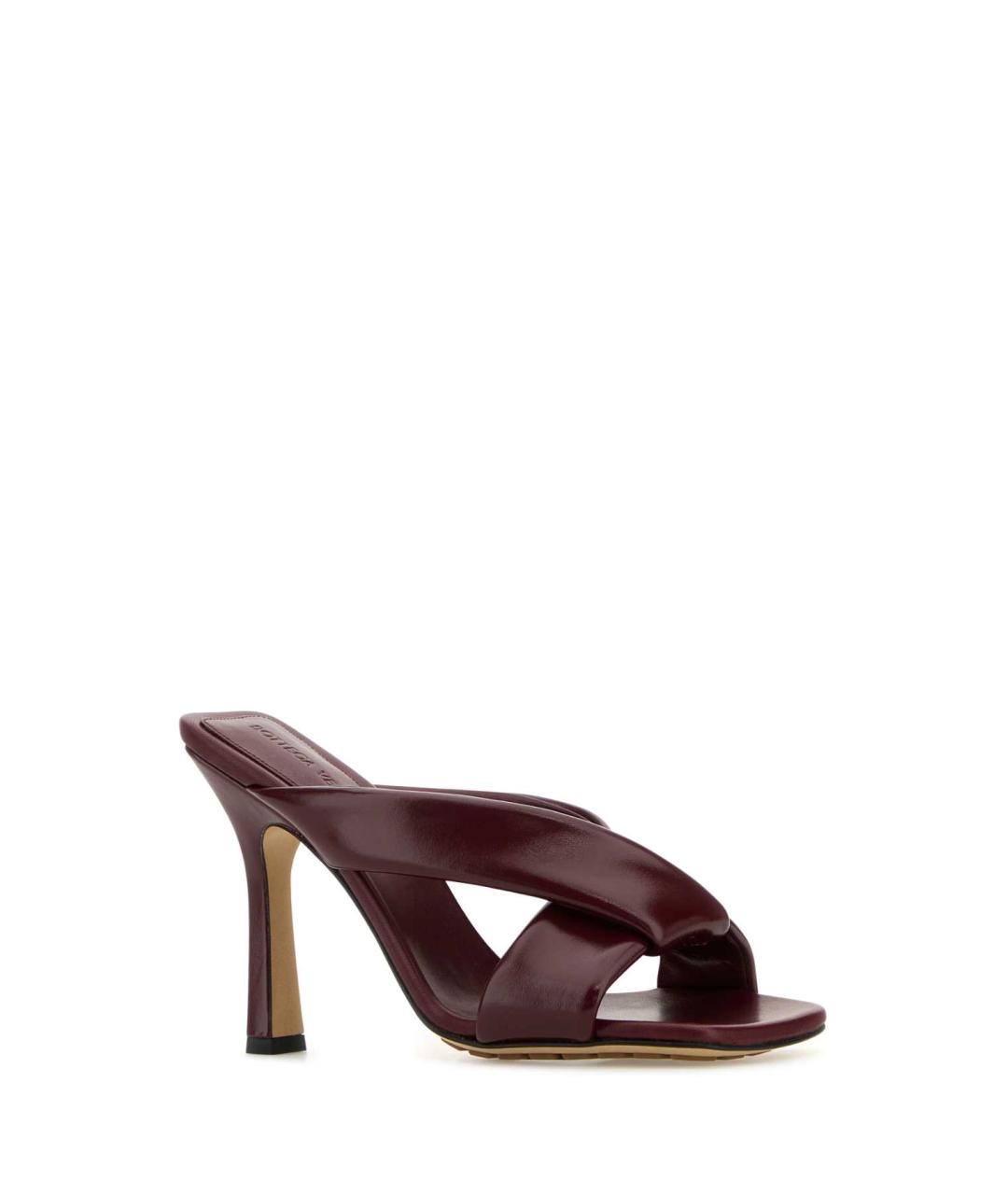BOTTEGA VENETA Бордовые кожаные мюли, фото 2