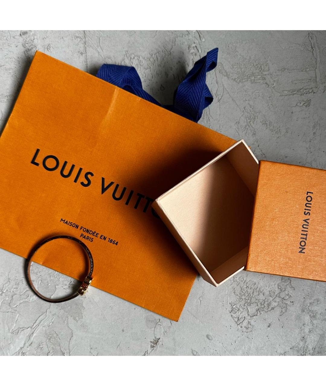 LOUIS VUITTON Золотой кожаный браслет, фото 5