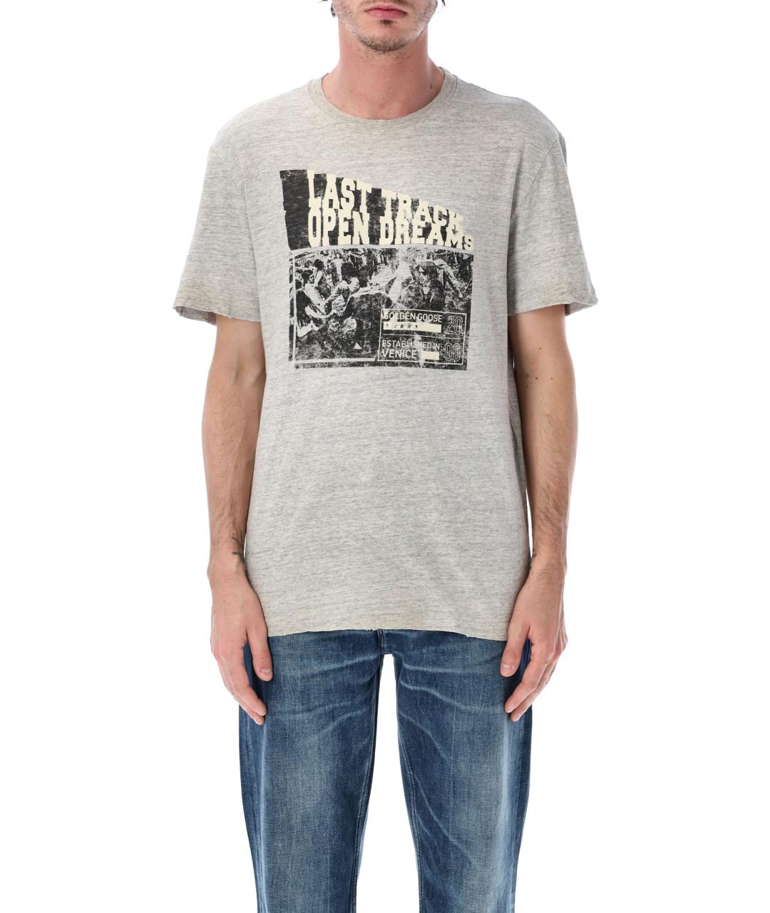 GOLDEN GOOSE DELUXE BRAND Серая хлопковая футболка, фото 1