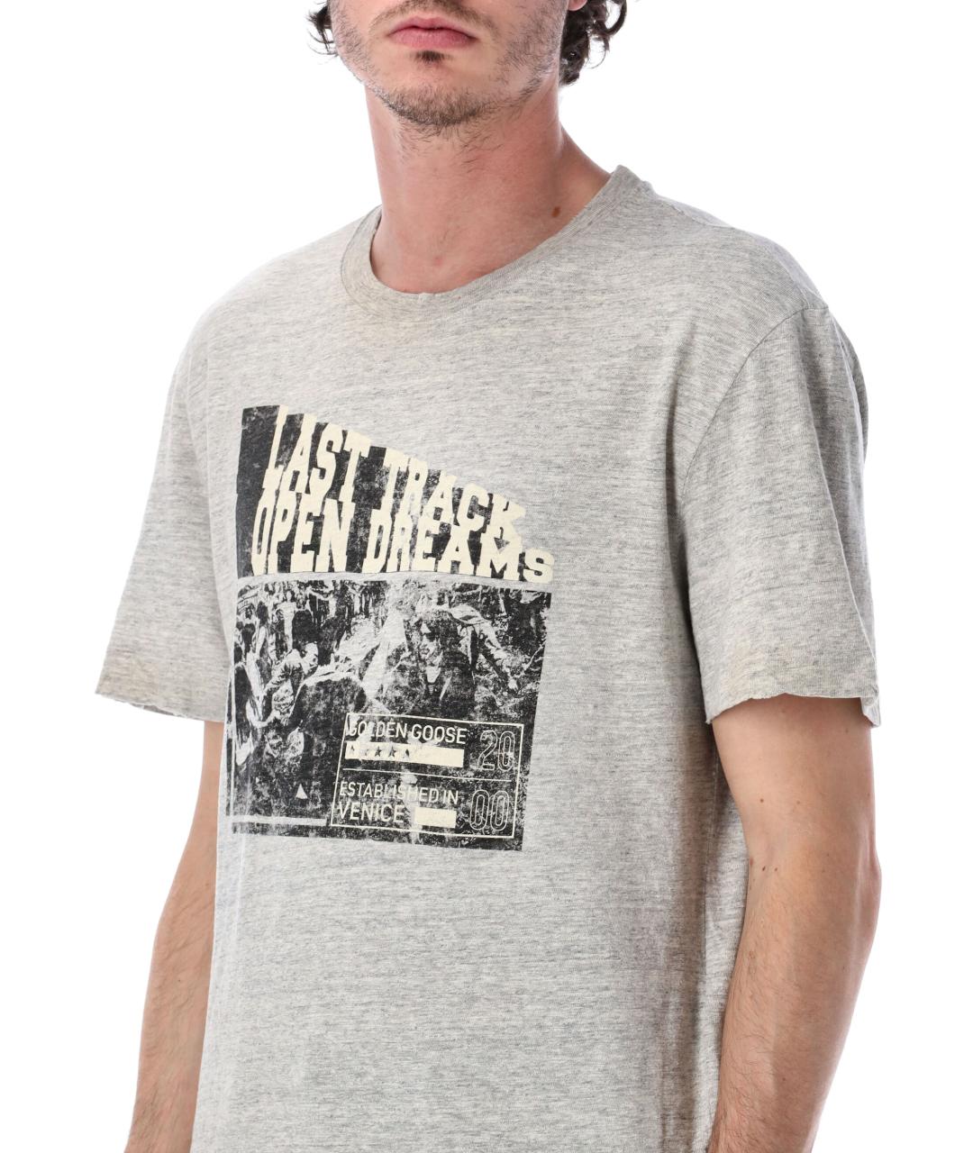 GOLDEN GOOSE DELUXE BRAND Серая хлопковая футболка, фото 3