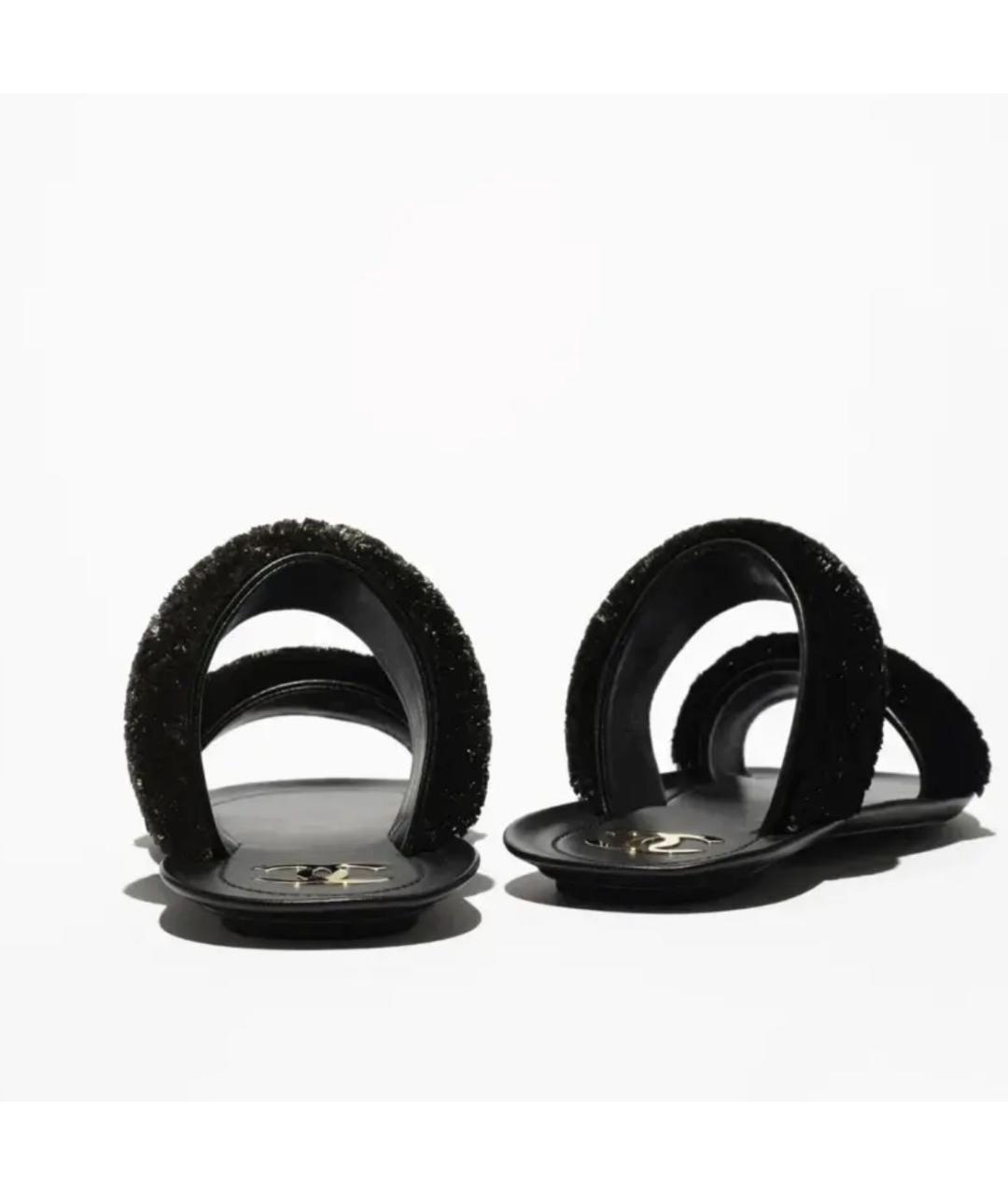 CHANEL Черные шлепанцы, фото 3