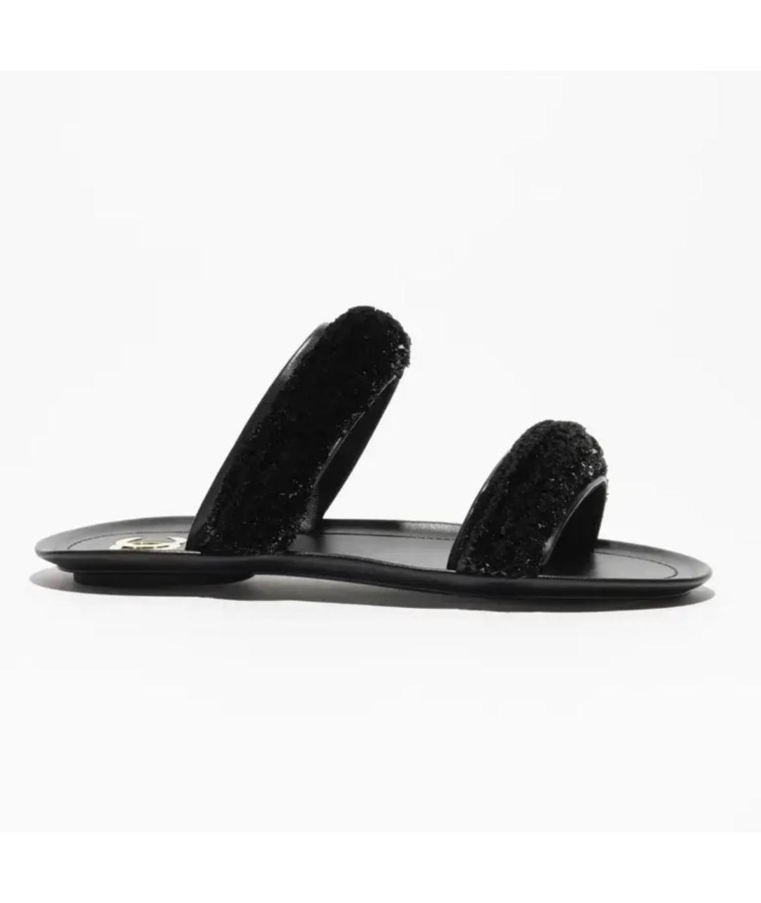 CHANEL Черные шлепанцы, фото 7