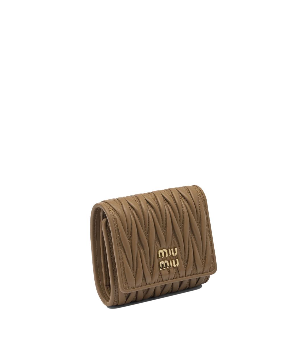 MIU MIU Бежевый кожаный кошелек, фото 2