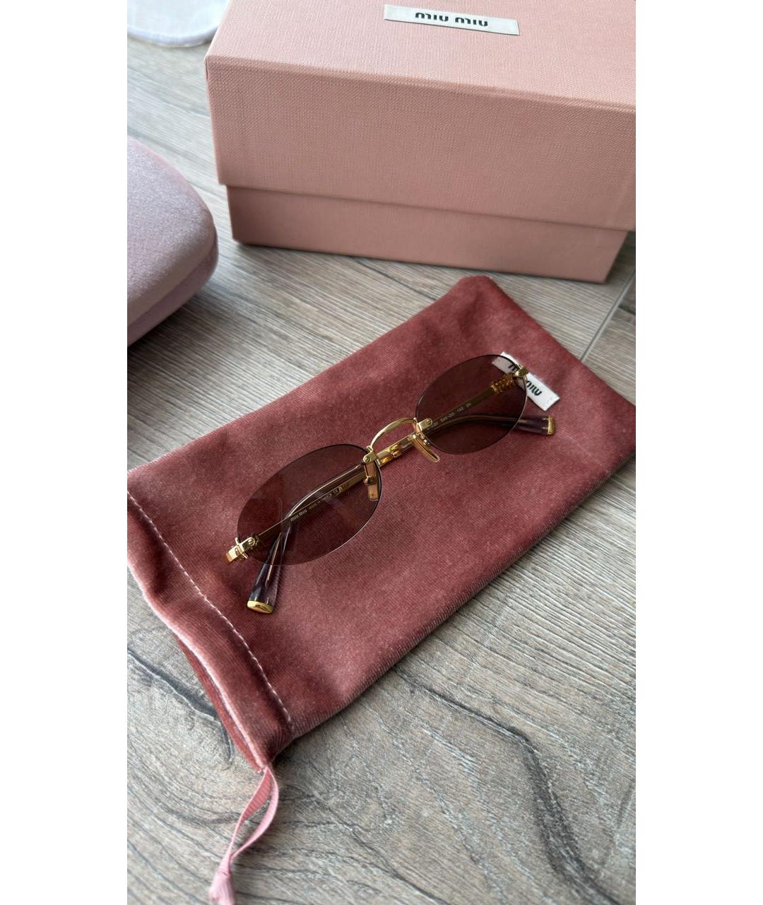MIU MIU Золотые металлические солнцезащитные очки, фото 6