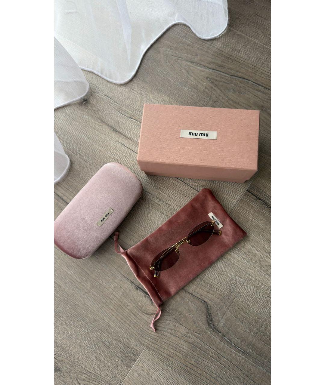 MIU MIU Золотые металлические солнцезащитные очки, фото 4