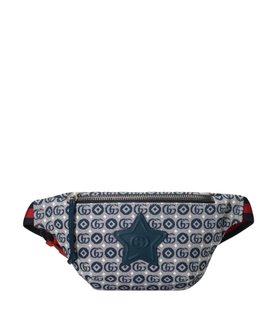 GUCCI Темно-синяя хлопковая поясная сумка, фото 1