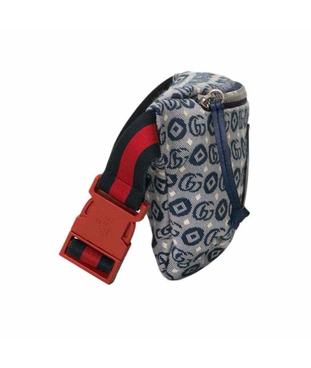 GUCCI Темно-синяя хлопковая поясная сумка, фото 3