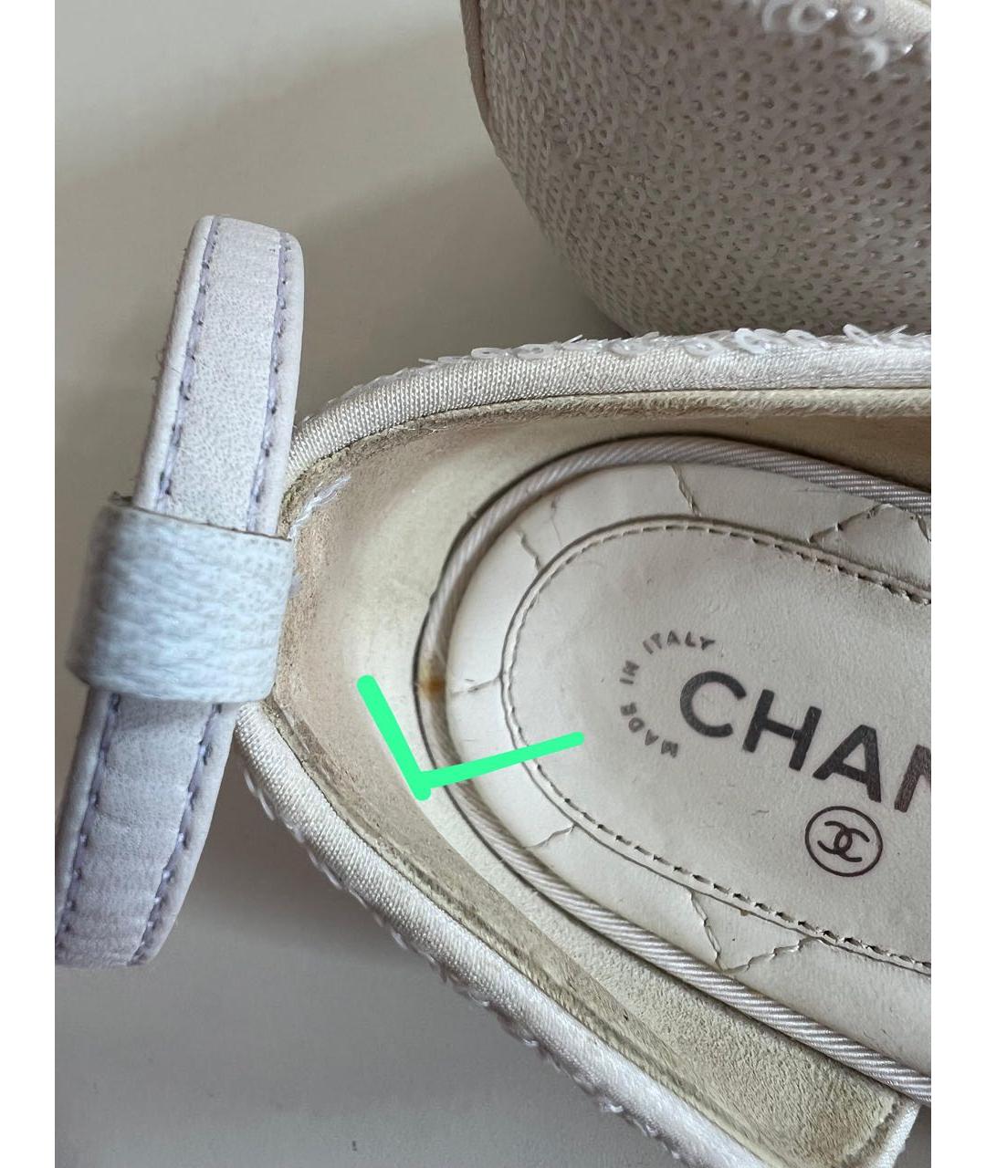 CHANEL Белые лодочки на низком каблуке, фото 5