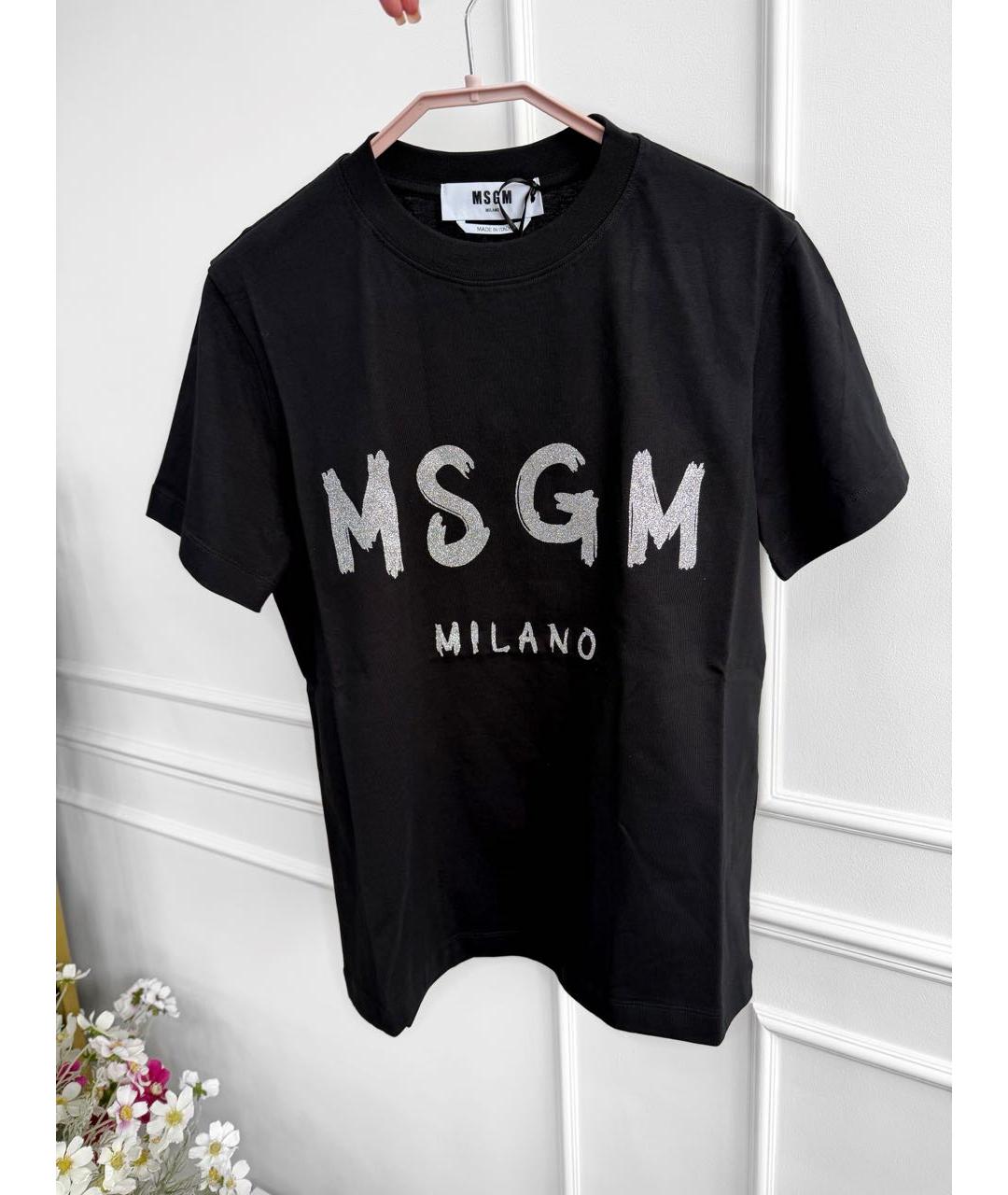 MSGM Черная хлопковая футболка, фото 5