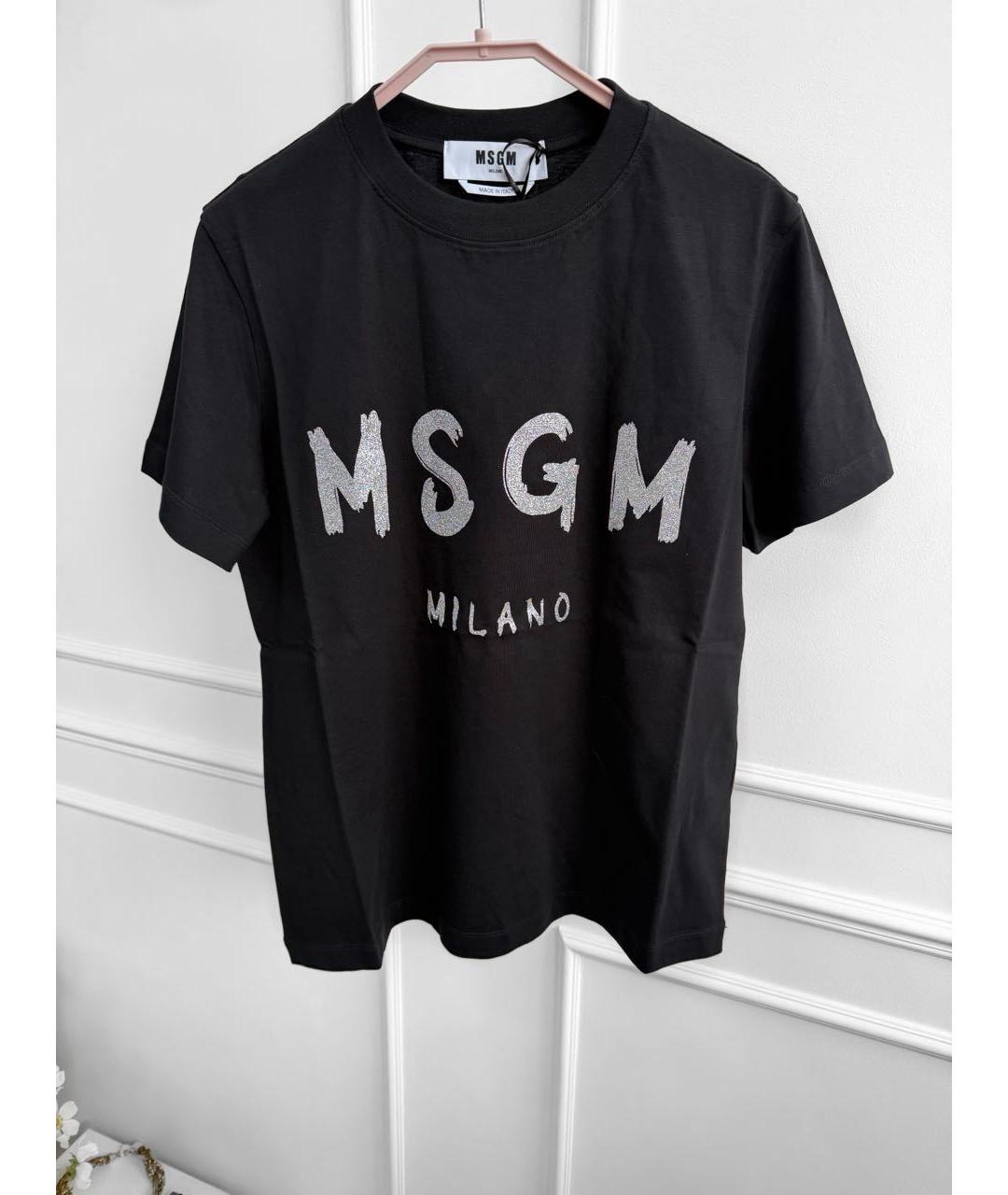 MSGM Черная хлопковая футболка, фото 3