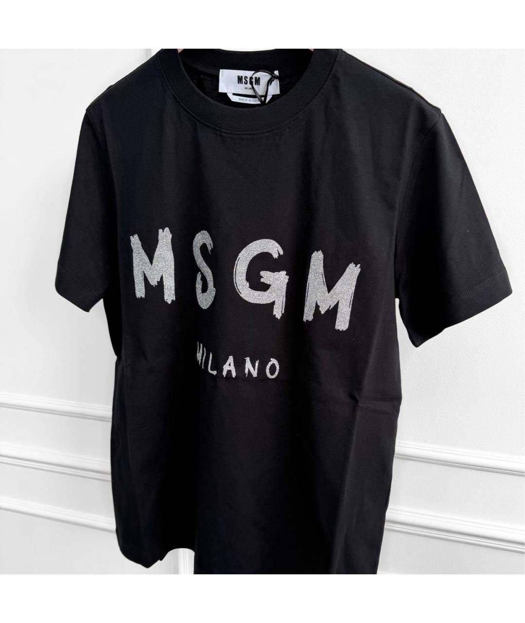 MSGM Черная хлопковая футболка, фото 2