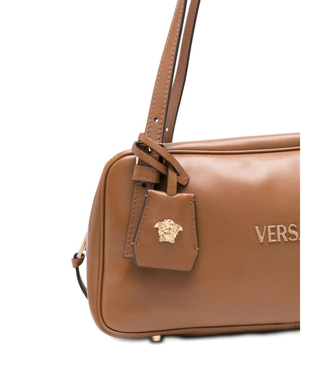 VERSACE Коричневая кожаная сумка через плечо, фото 4