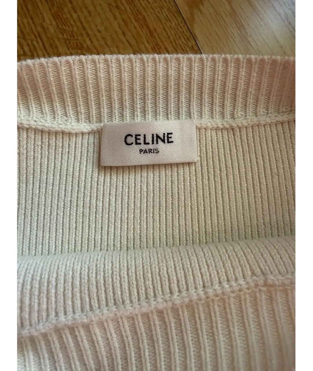 CELINE Белый хлопко-эластановый джемпер / свитер, фото 2
