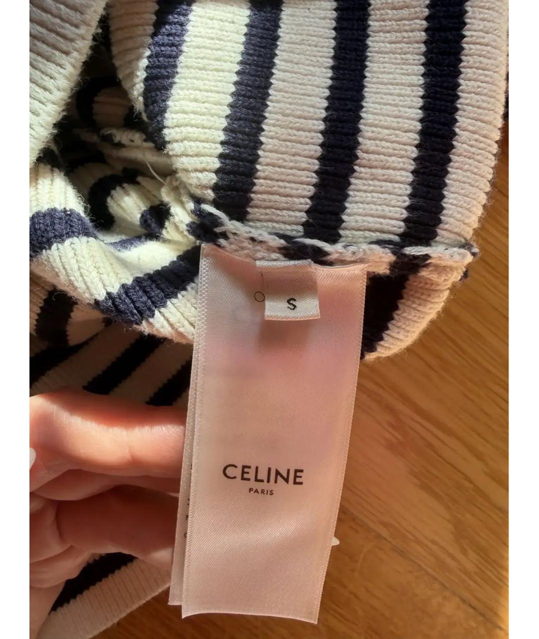 CELINE Белый хлопко-эластановый джемпер / свитер, фото 4