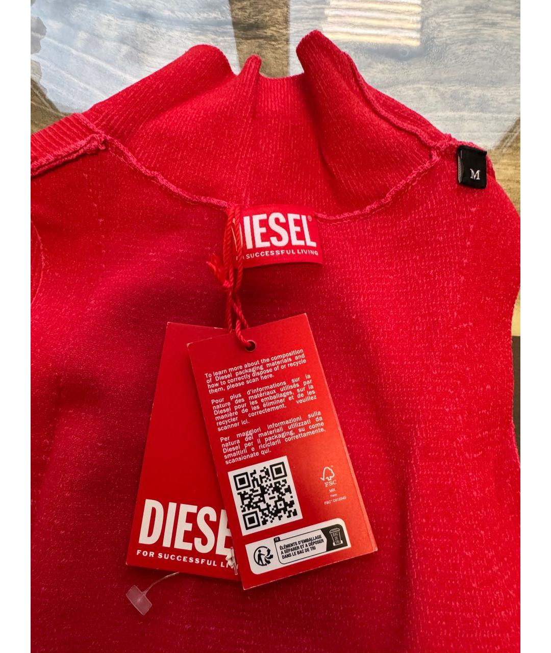 DIESEL Красное вискозное коктейльное платье, фото 3