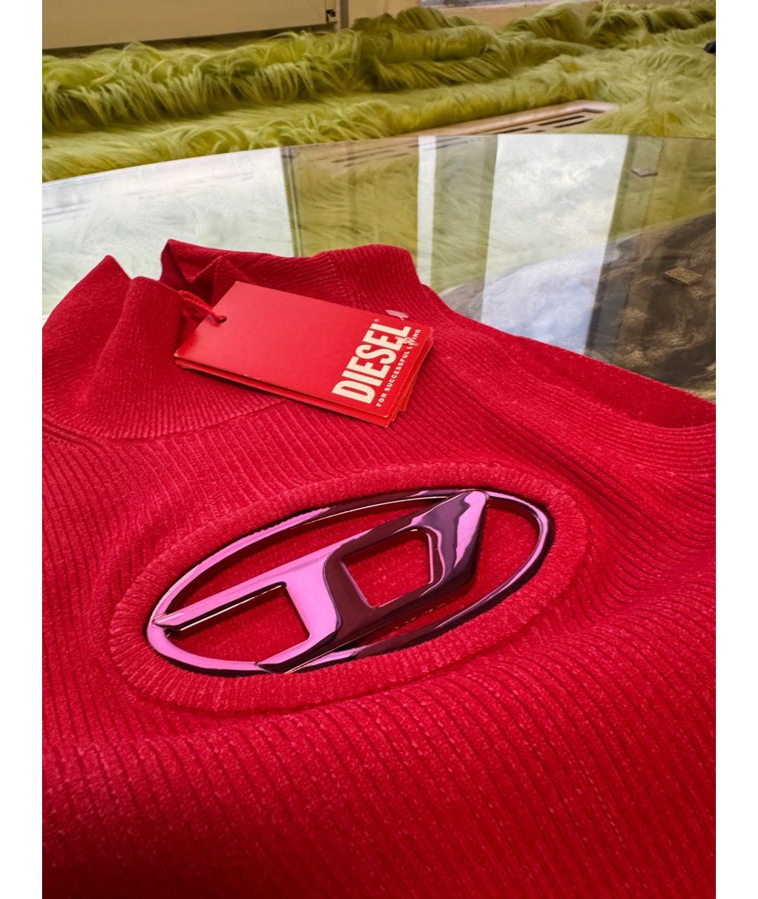 DIESEL Красное вискозное коктейльное платье, фото 4