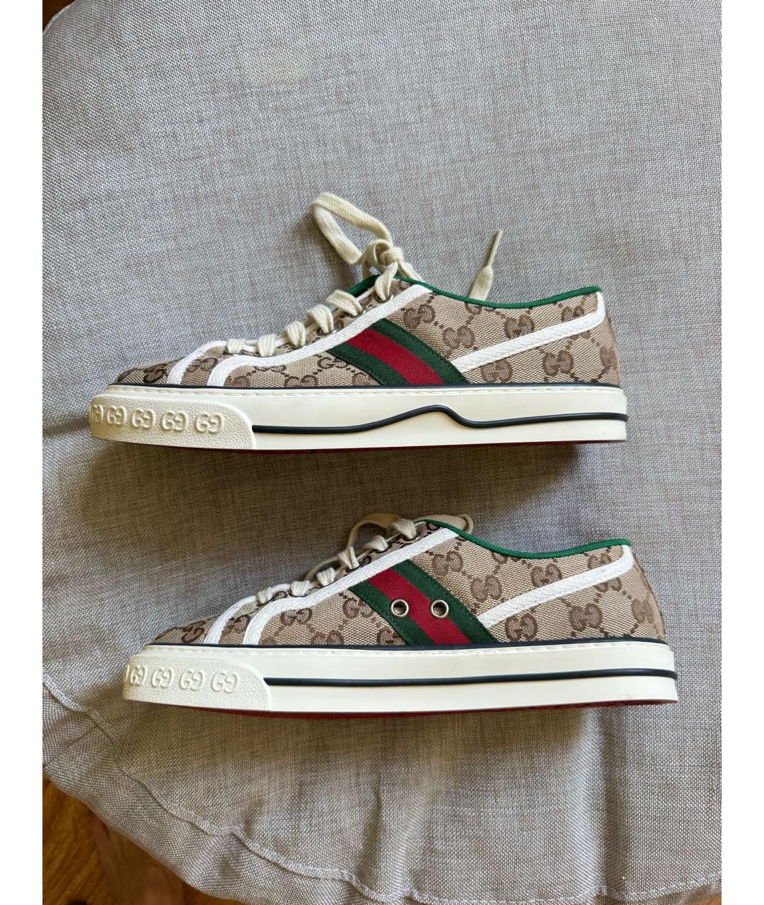 GUCCI Бежевые текстильные кеды, фото 2