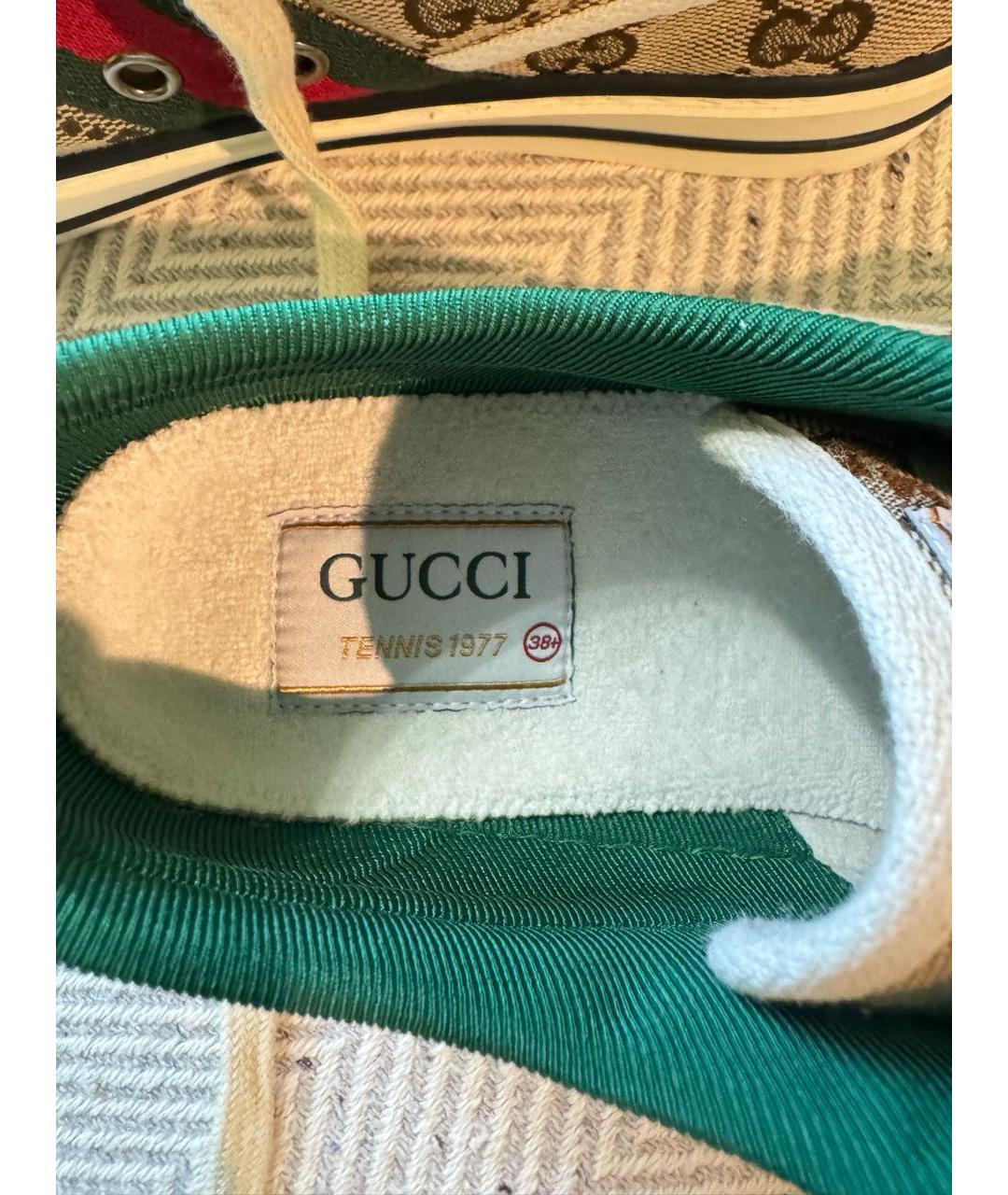 GUCCI Бежевые текстильные кеды, фото 3