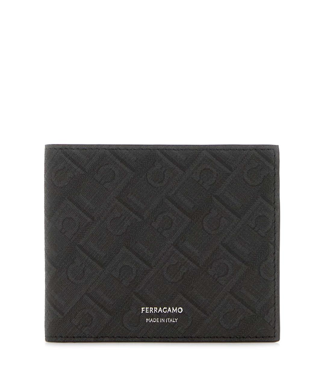 FERRAGAMO Черный кожаный кошелек, фото 1