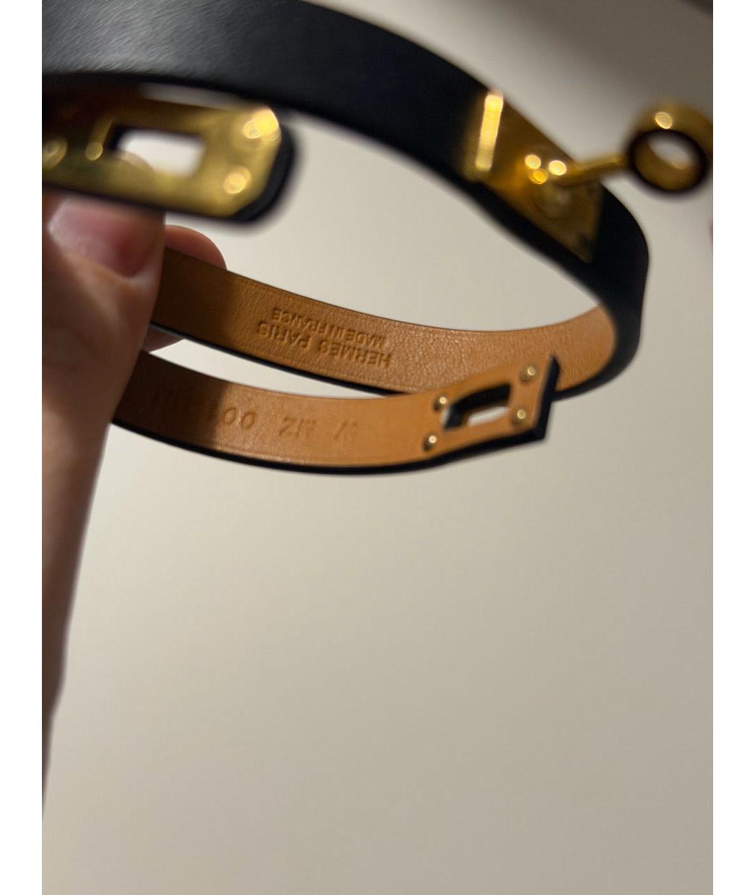 HERMES Черный браслет из экзотической кожи, фото 3