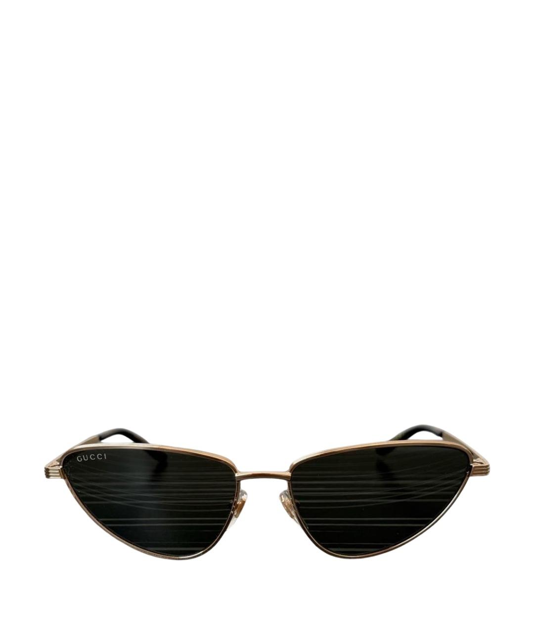 GUCCI Золотые металлические солнцезащитные очки, фото 1