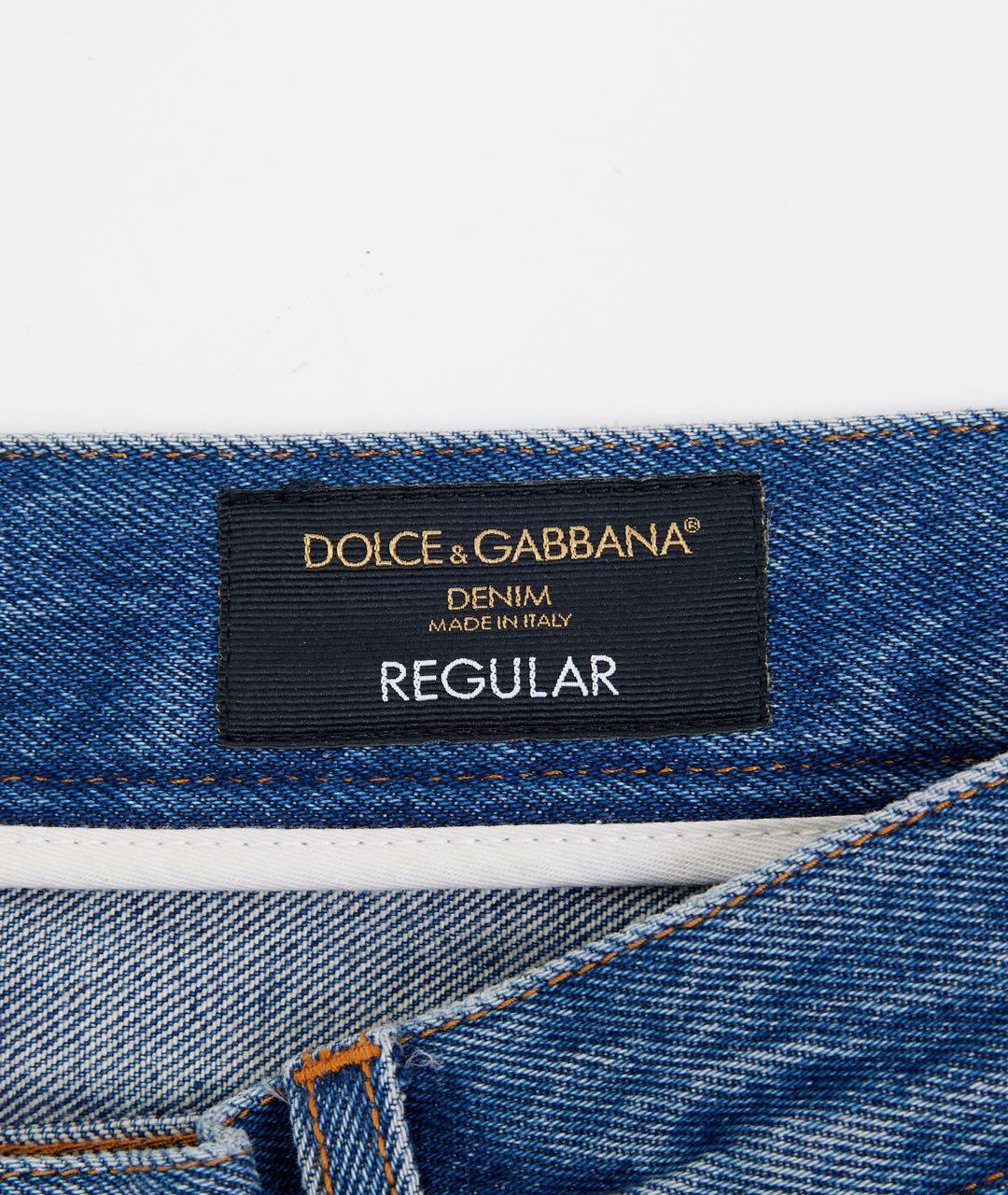 DOLCE&GABBANA Синие хлопковые прямые джинсы, фото 2