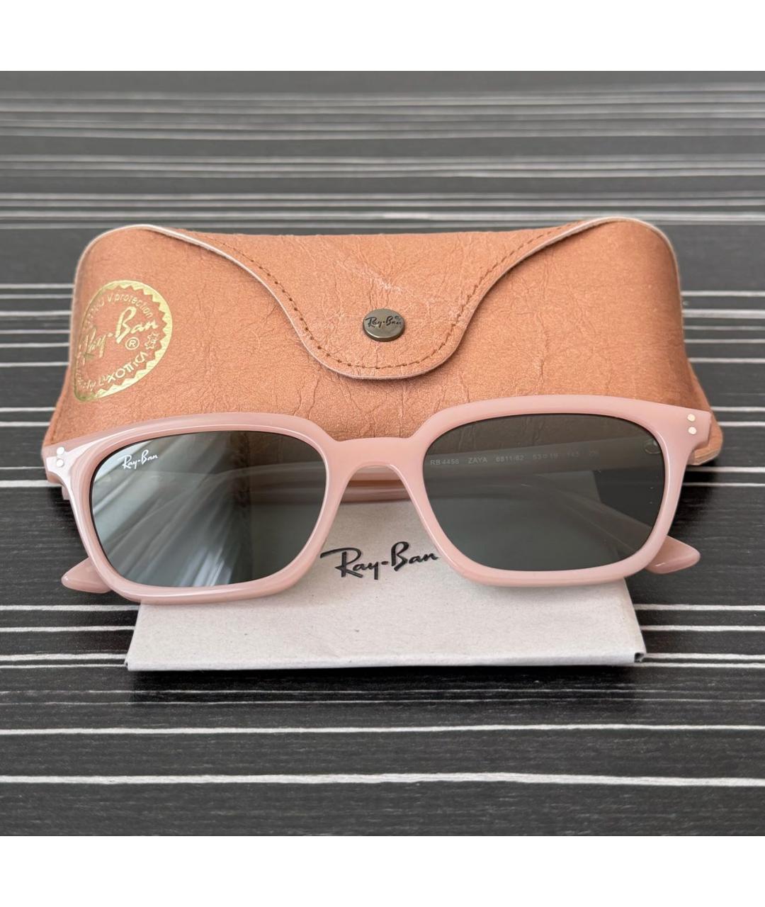 RAY BAN Бежевые пластиковые солнцезащитные очки, фото 4
