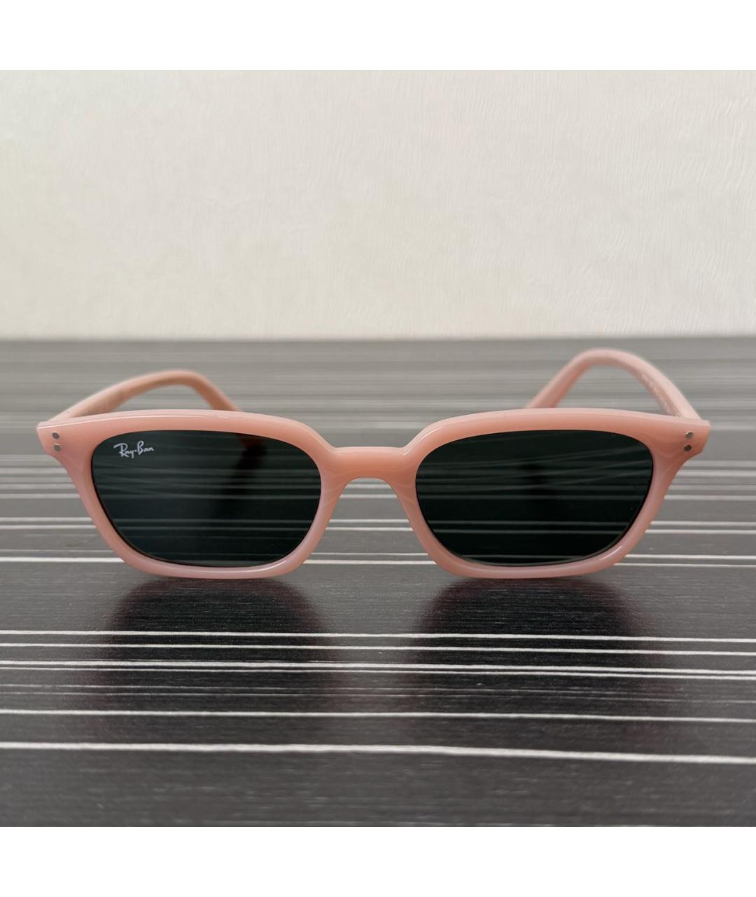 RAY BAN Бежевые пластиковые солнцезащитные очки, фото 5