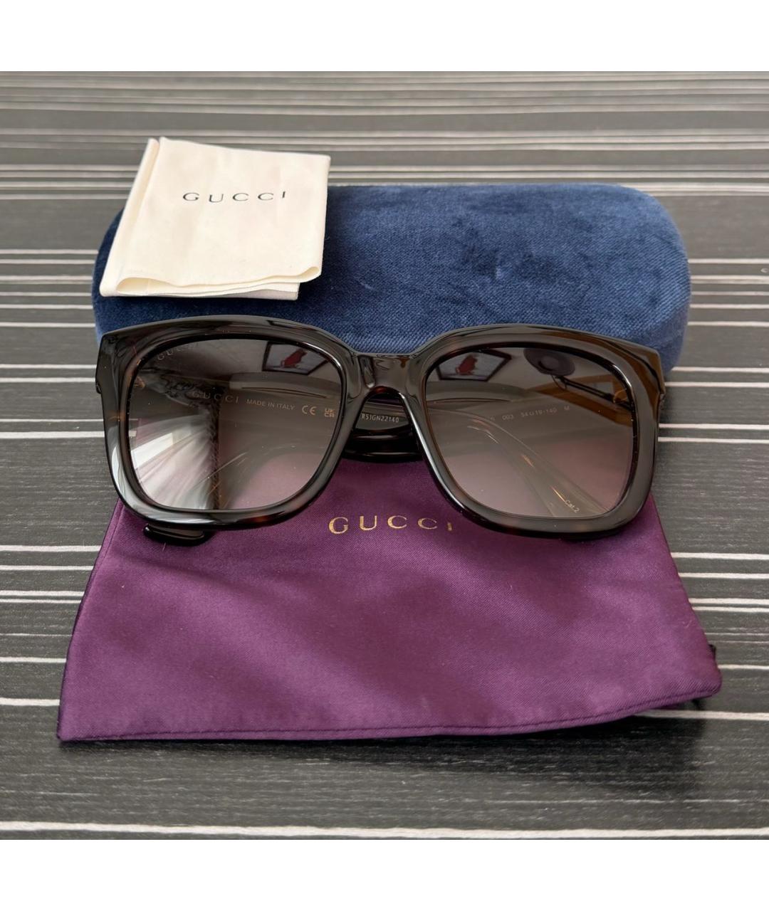 GUCCI Коричневые пластиковые солнцезащитные очки, фото 4